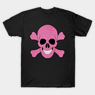 Faux Pink Glitter Skull And Crossbones T-Shirt